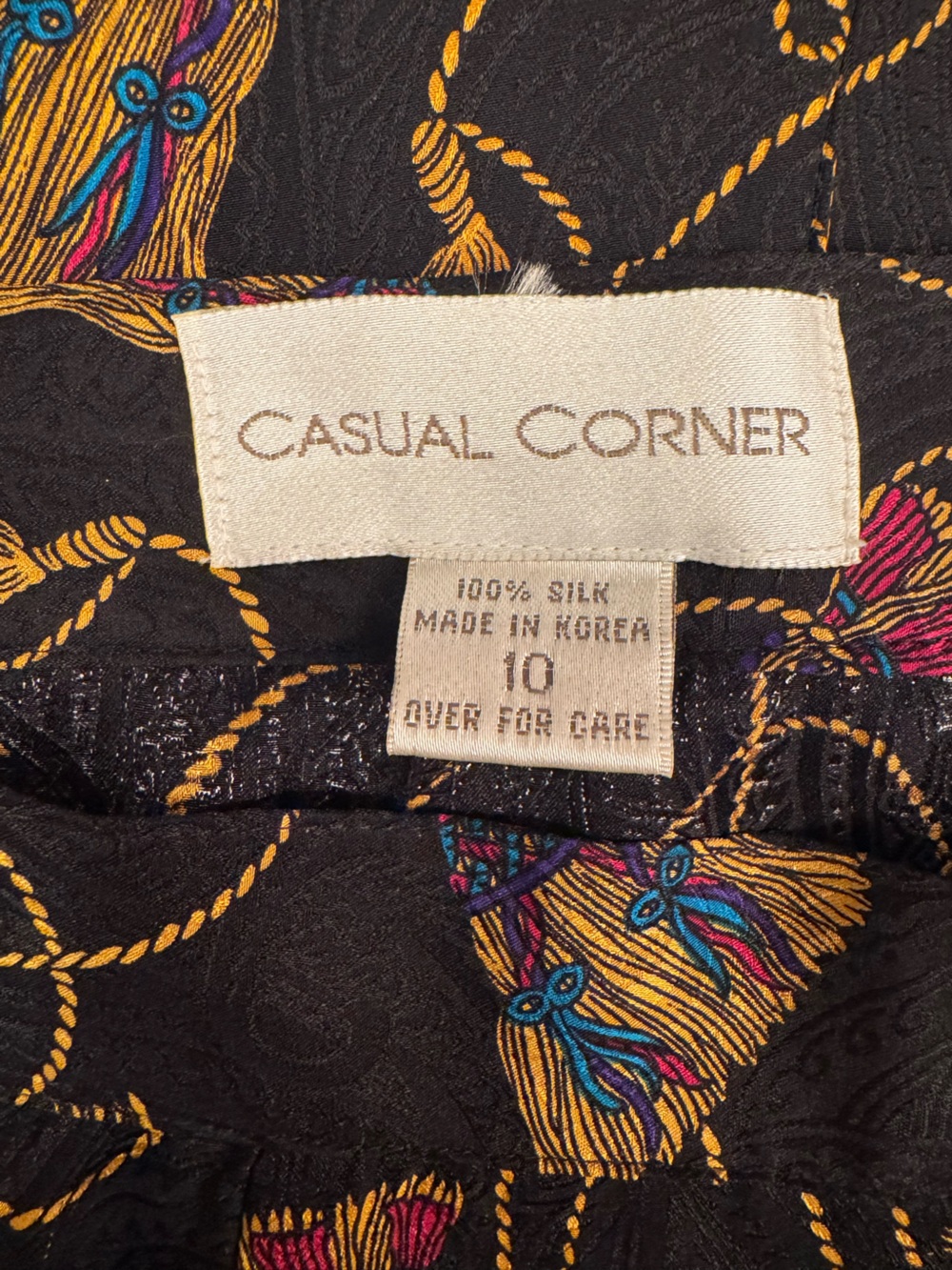 Casual Corner Black A-Line Skirt with Pink and Gold Pattern - Picture 5 of 5